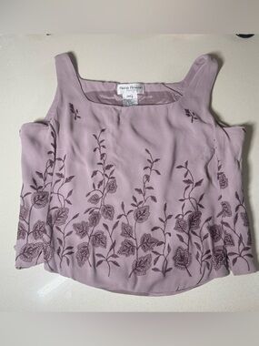 Rena Rowan Mauve Embroidered Sleeveless Top Size 14 Large